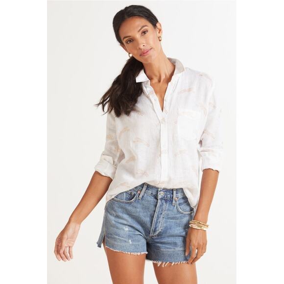 RAILS Charli Golden Cheetah Linen Blend Button Down // XS - Picture 5 of 13